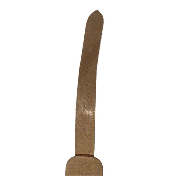 Ginnie Johansen Vintage Womans Leather Belt 24S Aztec Style Art Brown White EUC - Picture 6 of 8